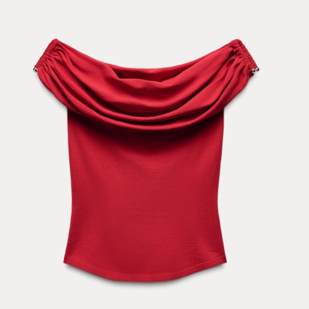 Zara knit off the shoulder top with silver details